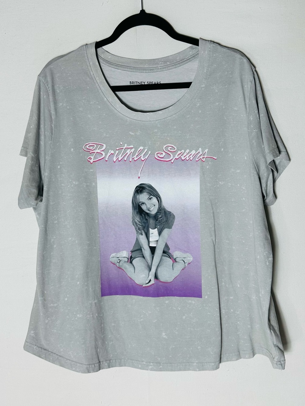 Britney Spears Official T-Shirt Grey Acid Wash Pop Music Photo Graphic Tee 2X
